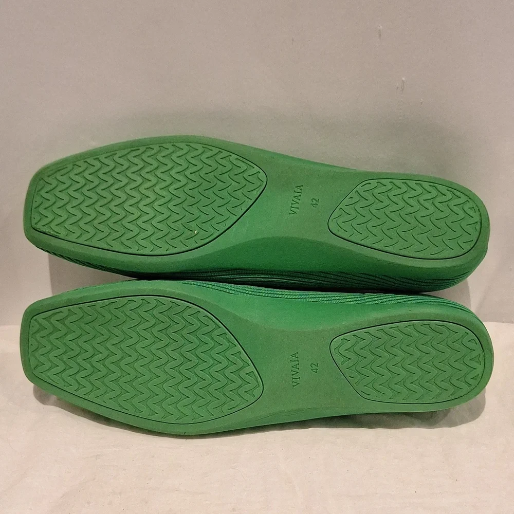 Vivaia Margot Green Women's Knit Square Toe Ballet Flats Size 42